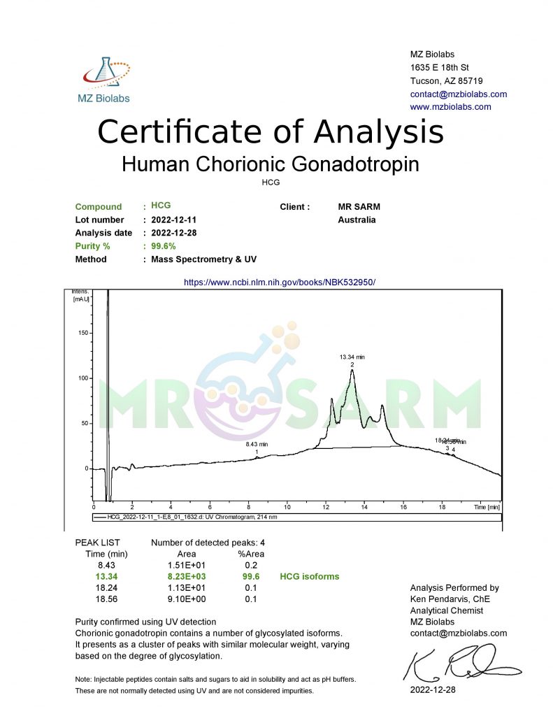 MR SARM HPLC Test Results 62 hcg australia