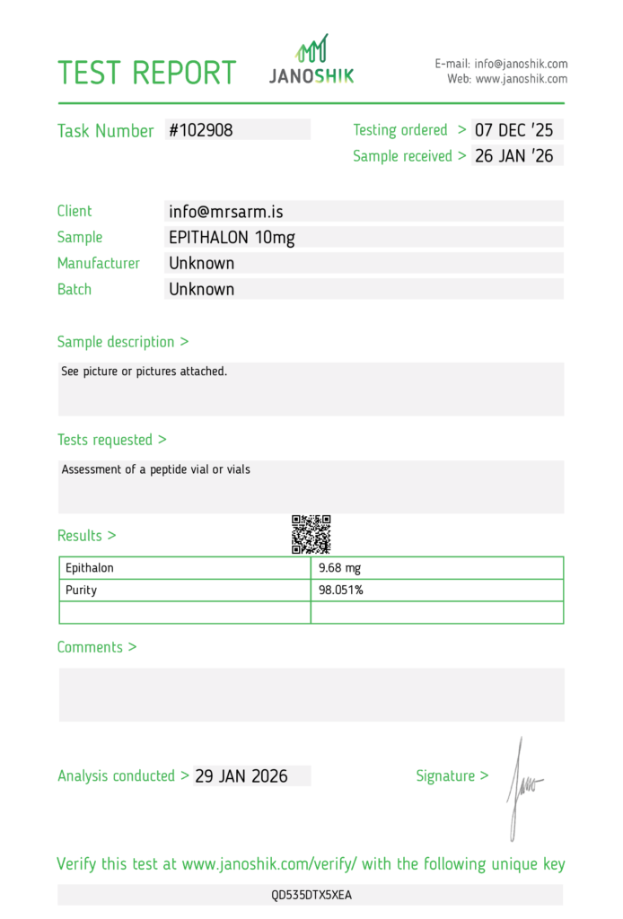 MR SARM HPLC Test Results 17 mr sarm australia epithalon