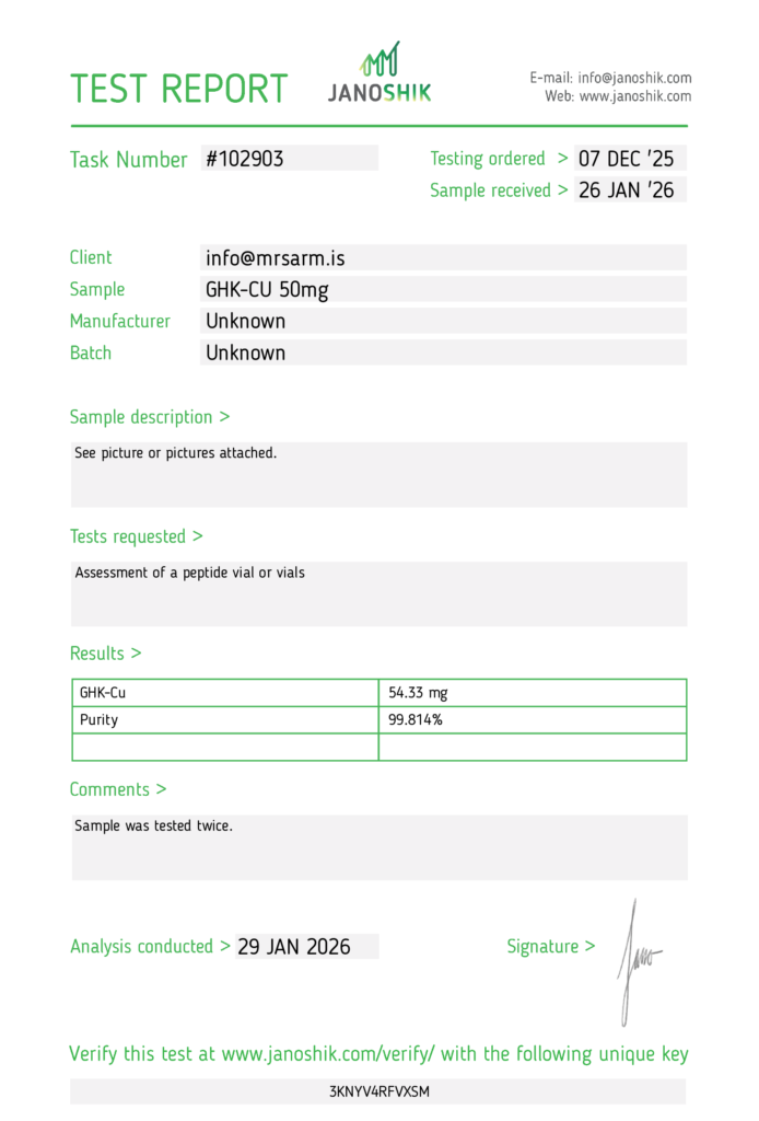MR SARM HPLC Test Results 1 mr sarm australia ghk cu