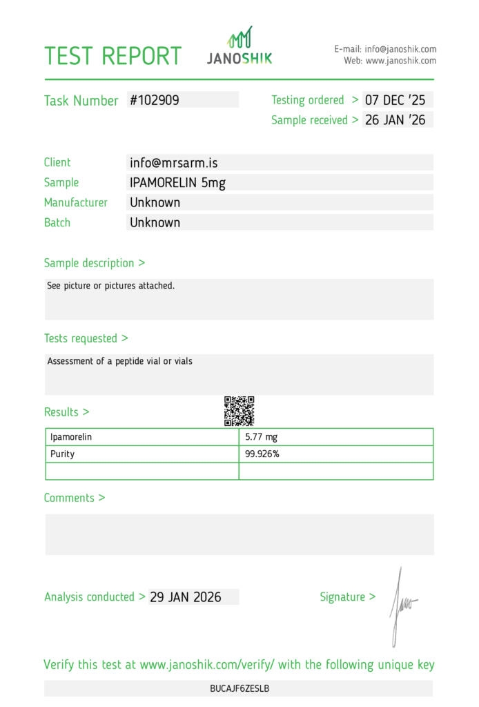 MR SARM HPLC Test Results 18 mr sarm australia ipamorelin5mg