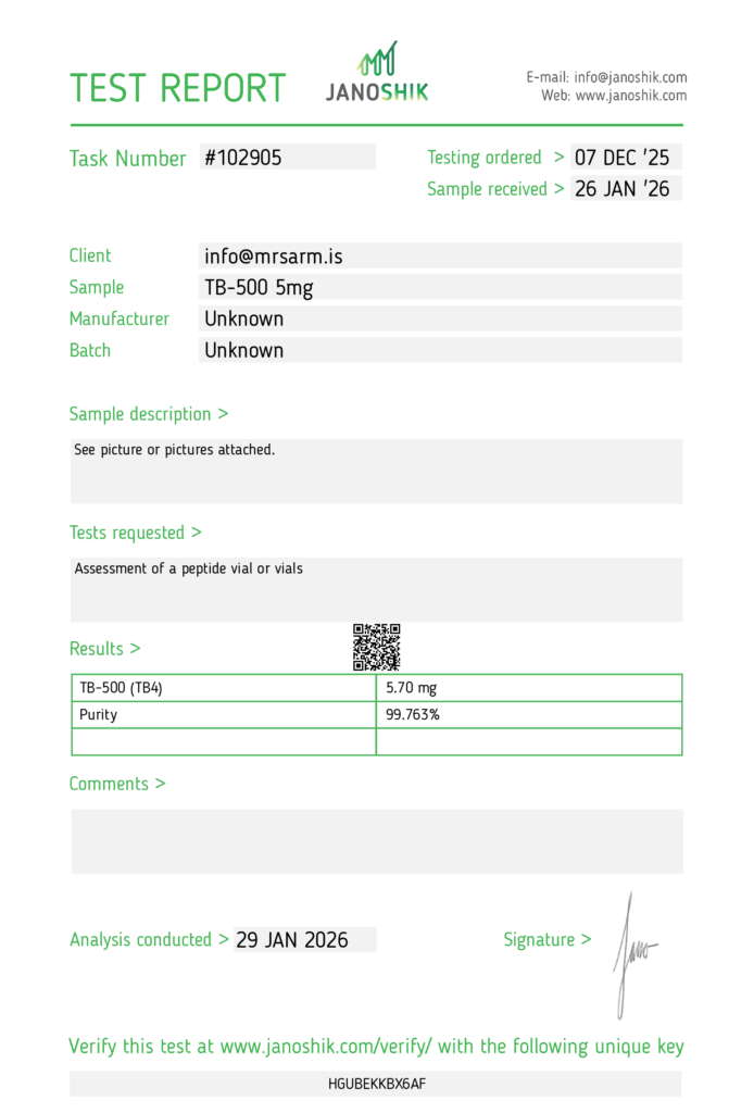 MR SARM HPLC Test Results 19 mr sarm australia tb500